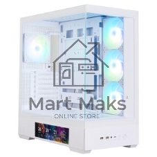 Компьютерный корпус ZALMAN P40 DS, ATX, белый, WINDOW, 9.1-inch LCD screen, 2xCombo(2.5” or 3.5”), 1x2.5”, 1xUSB TYPE-C, 2xUSB 3.0, SIDE 3x120мм ARGb, REAR 1x120мм ARGb