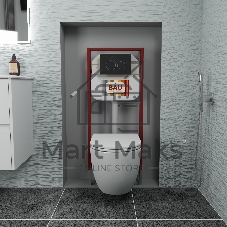 Комплект BAU 6 в 1: рамная инсталляция, унитаз подвесной безободковый Bau Dream 53, сиденье дюропласт микролифт, кнопка смыва BAU Dream , черная матовая