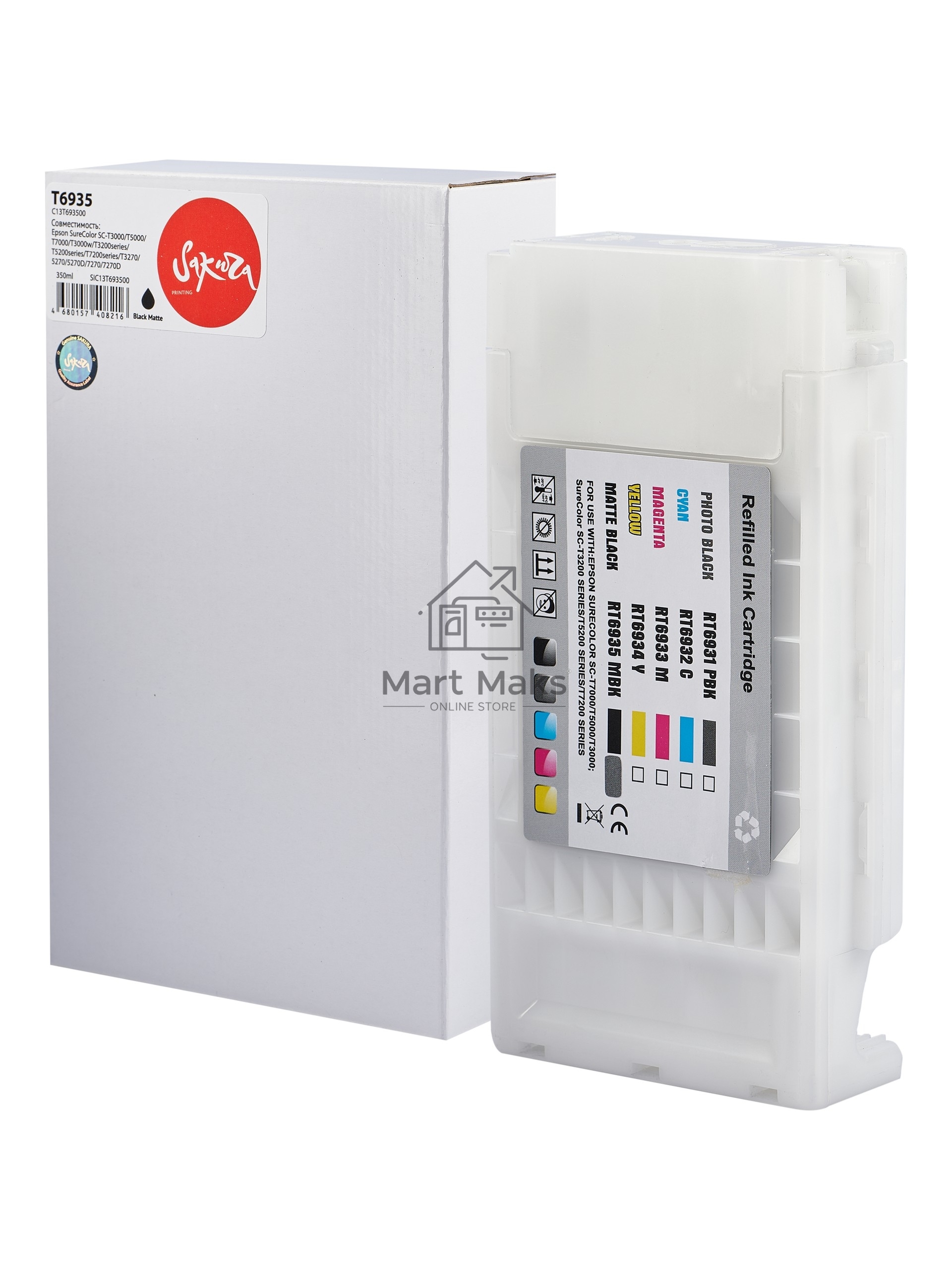 Картридж струйный Sakura C13T693500 (T6935 Matte Black) для Epson, черный матовый, 350 мл.