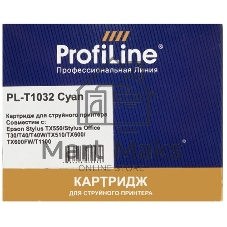 Картридж струйный ProfiLine PL-T1032 для принтеров Epson Stylus TX550/Stylus Office T30/T40/T40W/TX510/TX600/TX600FW/T1100 с чернилами Cyan 11,1 мл