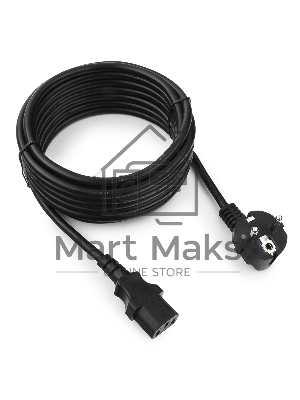 Кабель питания Cablexpert PC-186-1-5M, 5м, Schuko- C13, 3x1кв.мм, черный, с заземлением, пакет
