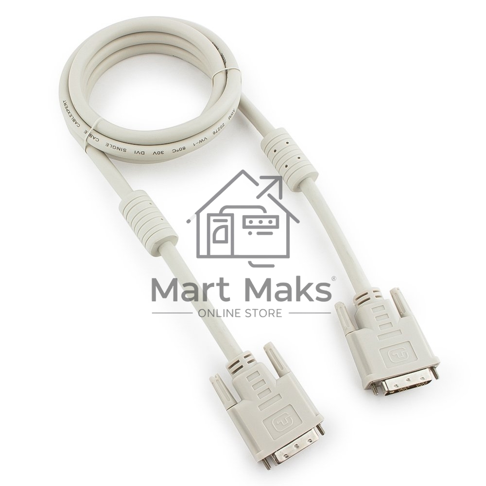 Кабель DVI-D single link Gembird/Cablexpert CC-DVI-6C, 19M/19M, 1.8м, серый, экран, феррит.кольца, пакет