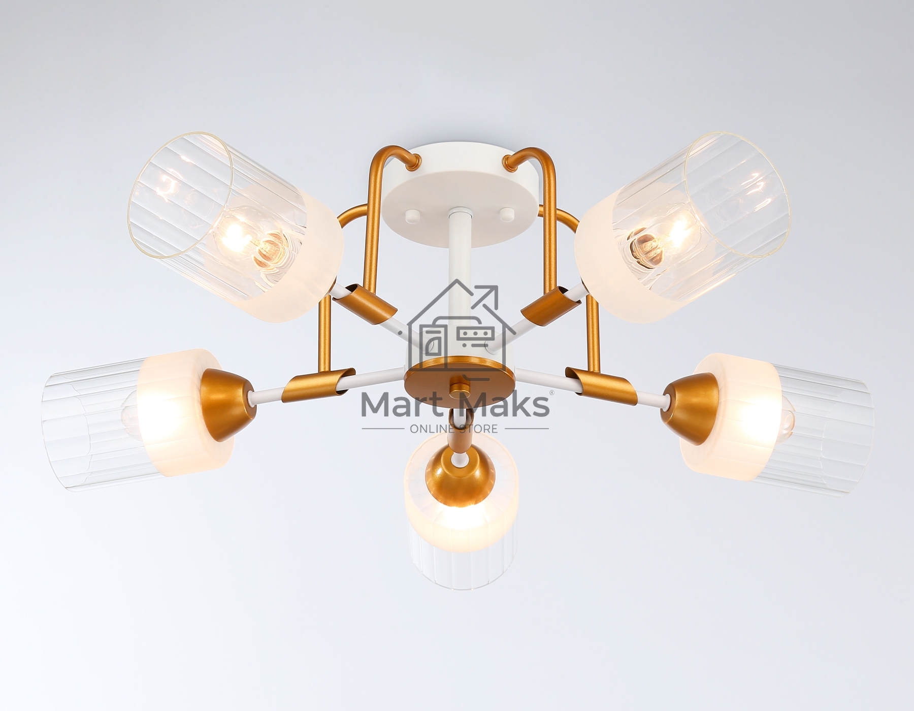 Светильник Ambrella light TR303323/5 WH/GD/CL/FR белый/золото/прозрачный/белый матовый E27*5 max 60W D620*200