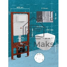 Комплект BAU 6 в 1: усиленная инсталляция BAU IDEAL, унитаз подвесной безободковый вихревой Bau Dream Hurricane3, сиденье дюропласт микролифт, клавиша BAU Round, хром