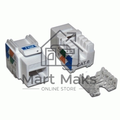Модуль Keystone RJ45, Cat.6, UTP, 90 градусов, белый