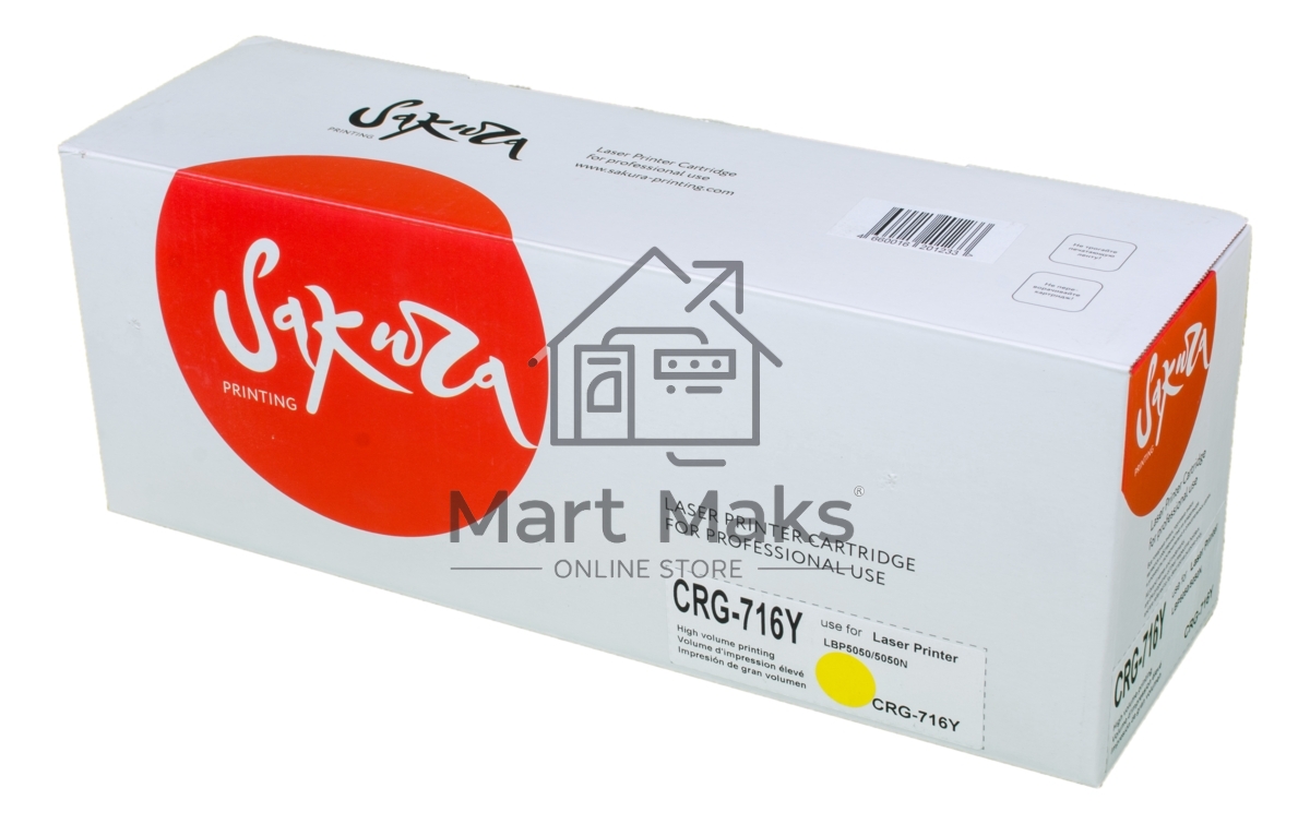 Картридж лазерный Sakura CRG716Y/CB542A для HP Color LJ CM1312MFP/CP1215/CP1515/CP1518/Canon i-SENSYS LBP 5050/MF8030CN/8050CN/HP Color LJ CM1312MFP/CP1215/ CP1515/CP1518, желтый, 1500 к.