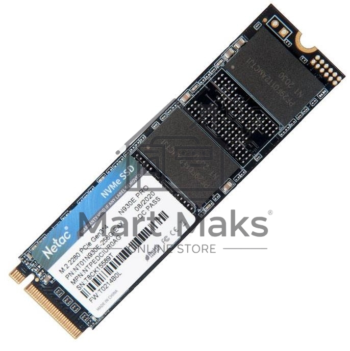 Накопитель SSD Netac N930E Pro, 256GB, PCIe 3.1 x4, M.2 2280, NVMe, R/W 2040/1270