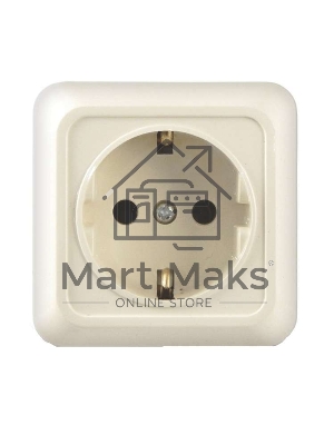 Розетка 1-м ОП Олимп 16А с заземл. беж. UNIVersal Б-О0028