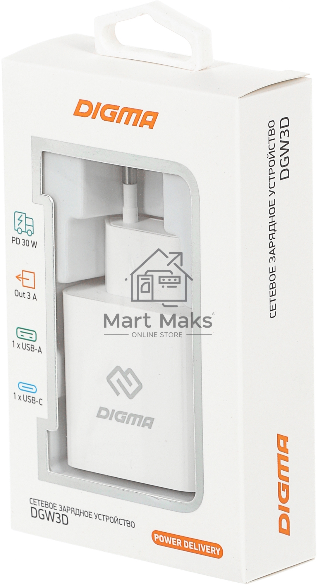 Сетевое зарядное устройство Digma DGW3D 3A PD+QC белый
