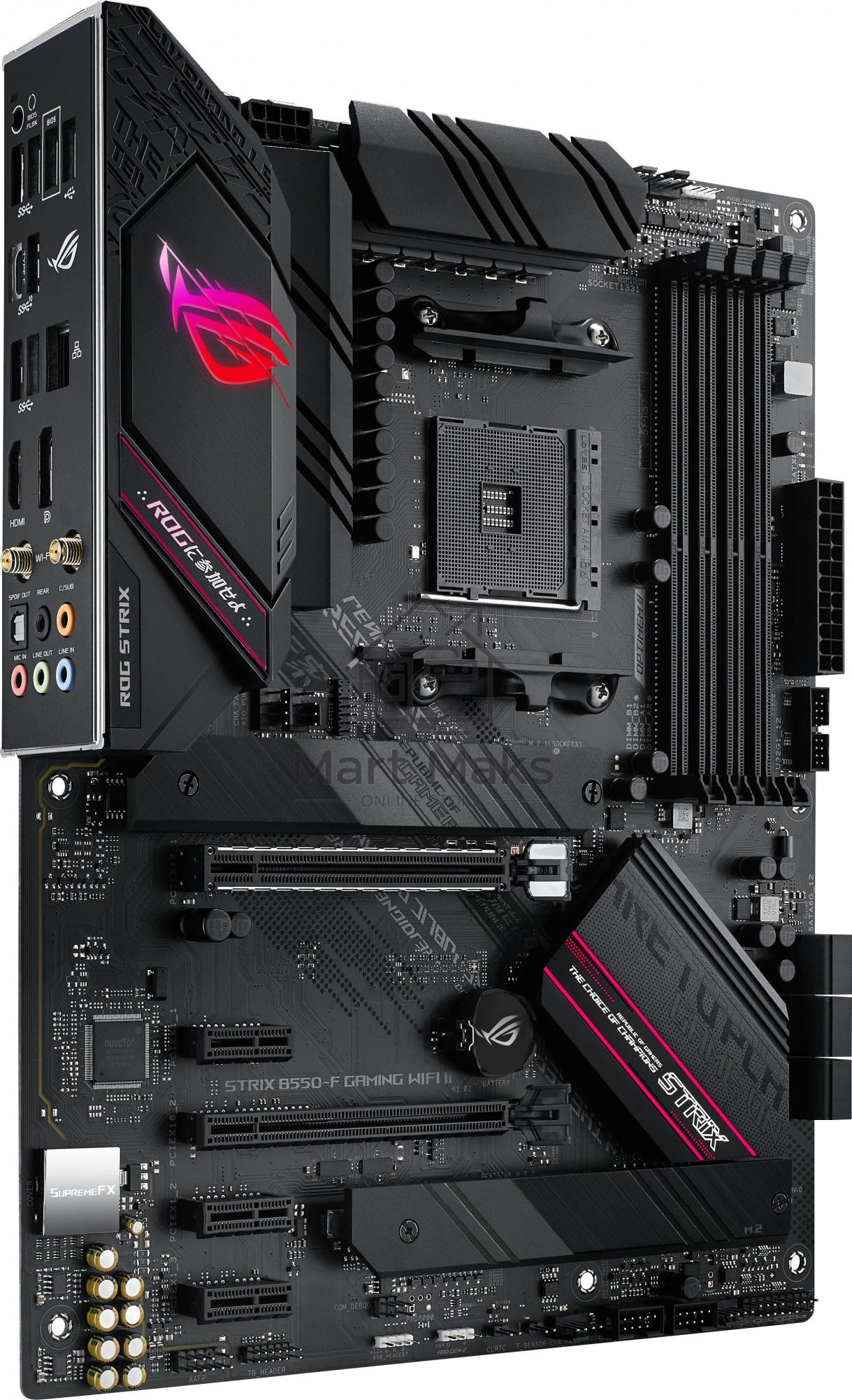 Материнская плата ASUS ROG STRIX B550-F GAMING WIFI II, AM4, AMD B550, 4xDDR4, 6xSATA, 2xM.2, 1xPCIe 3.0 x4, 1xPCIe 4.0 x16, 3xPCIe x1, 1xDP, 1xHDMI, 1x 2.5Gb LAN, 1xUSB-A 3.2 Gen 2, 2xUSB-A 3.2 Gen 1, 1xUSB-C 3.2 Gen 2, 5x3.5 мм, 7.1, ATX
