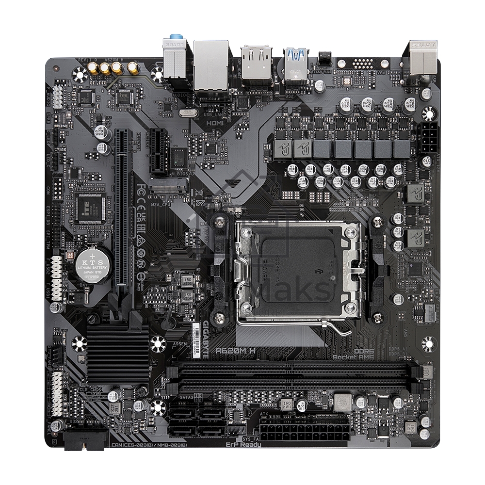 Материнская плата Gigabyte A620M H (V1.2/V2.0), SocketAM5 AMD A620 2xDDR5 mATX AC`97 8ch(7.1) GbLAN RAID+VGA+HDMI