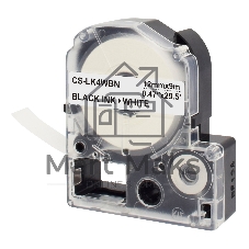 Картридж ленточный Cactus CS-LK4WBN черный шрифт, белый фон (12 мм, 9 м) для Epson LW300/LW400/LW700/LW600P/LW1000P/K400/Z700/Z900