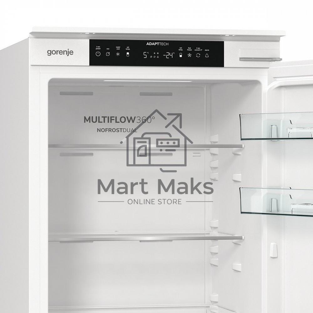 Встраиваемый холодильник Gorenje NRKI517141 белый двухкамерный 175/68 л морозилка снизу, No Frost