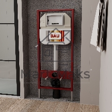 Комплект BAU 6 в 1: рамная инсталляция BAU NEO 45 для подвесного унитаза, унитаз подвесной безободковый вихревой со скрытым сливом Bau Nimb Hurricane3, сиденье дюропласт микролифт, клавиша смыва BAU Pulse, черная матовая/вставка хром
