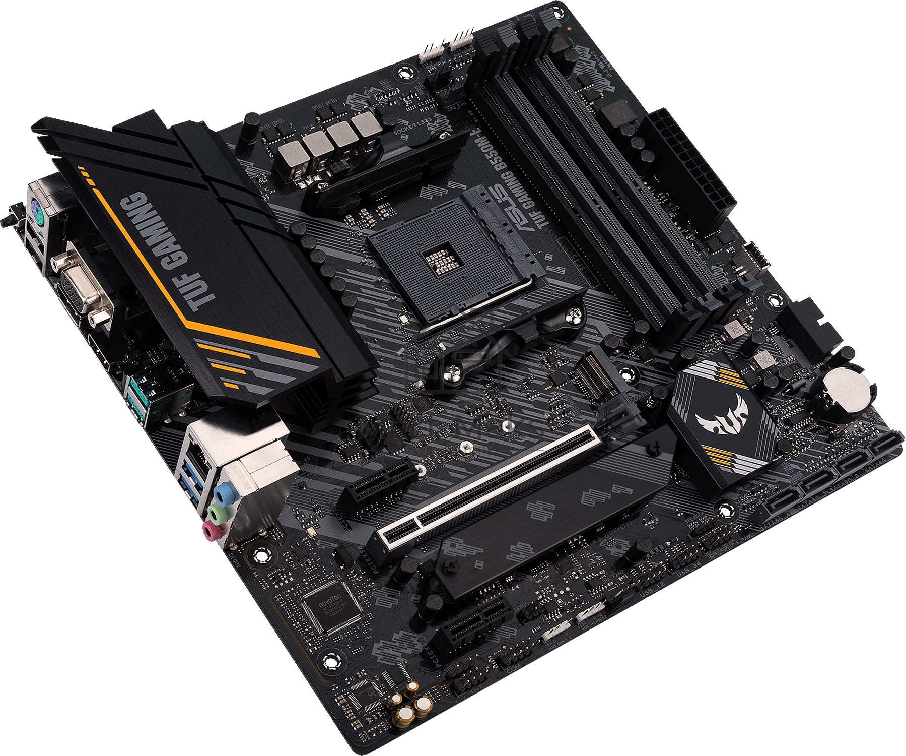 Материнская плата ASUS TUF GAMING B550M-E, AM4, AMD B550, 4xDDR4, 4xSATA, 2xM.2, 1xPCI-E 4.0 x16, 2xPCI-E x1, 1xHDMI, 1xDP, 1xVGA, 1x 1Gb LAN, 2xUSB 2.0, 2xUSB 3.2 Gen 1, 2xUSB 3.2 Gen 2, 3x3.5 мм, 7.1, Micro-ATX