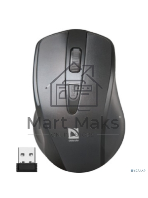 Мышь беспроводная Defender Datum MM-265 черный, 1600 dpi, радиоканал, USB, кнопки - 4