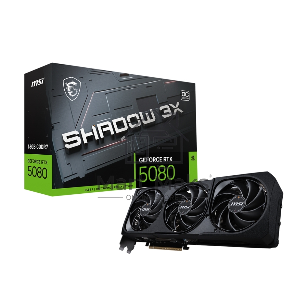Видеокарта MSI RTX5080 SHADOW 3X OC 16GB GDDR7 256bit 3xDP HDMI 3FAN RTL