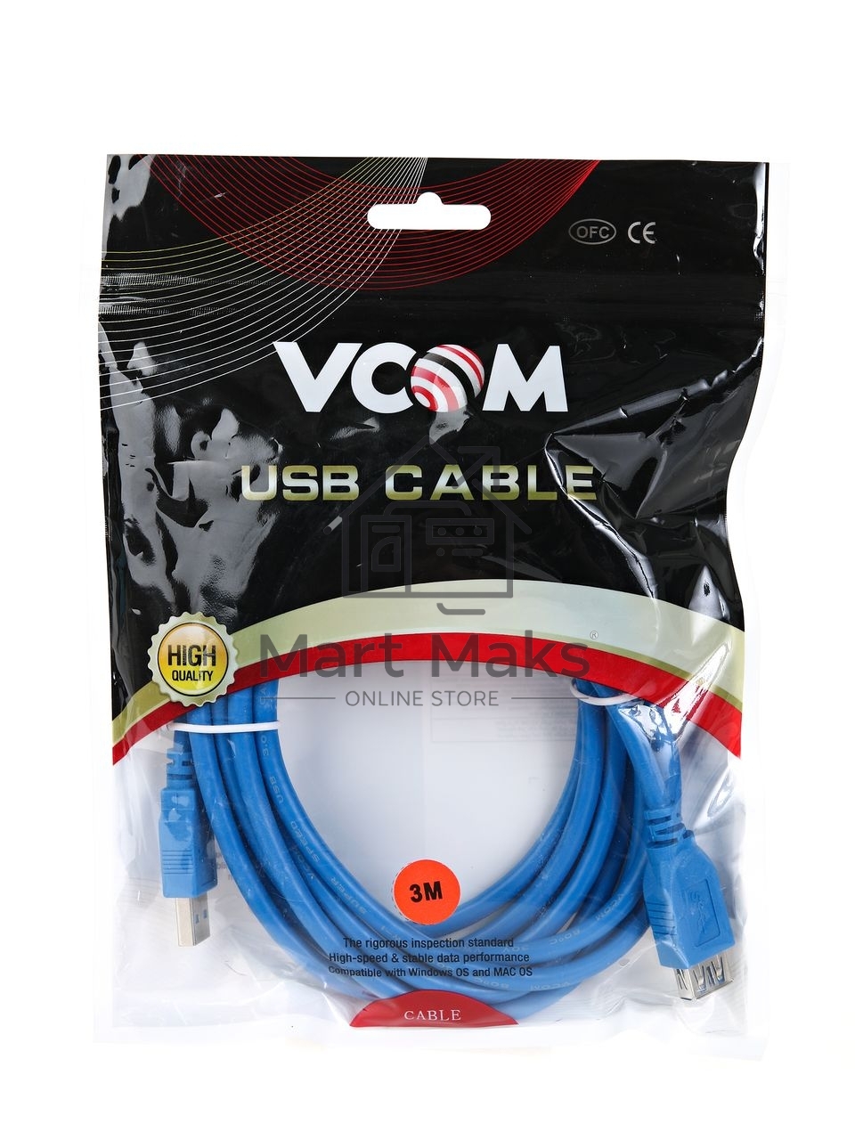 Кабель VCOM VUS7065-3M Кабель удлинительный USB3.0 Am-Af 3m