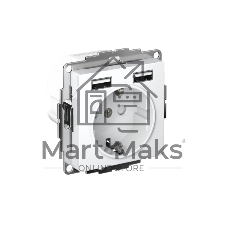 Розетка 16А с 2 USB A+A, 5В/2,4А, 2х5В/1,2А, механизм ATN000130 Schneider Electric белый