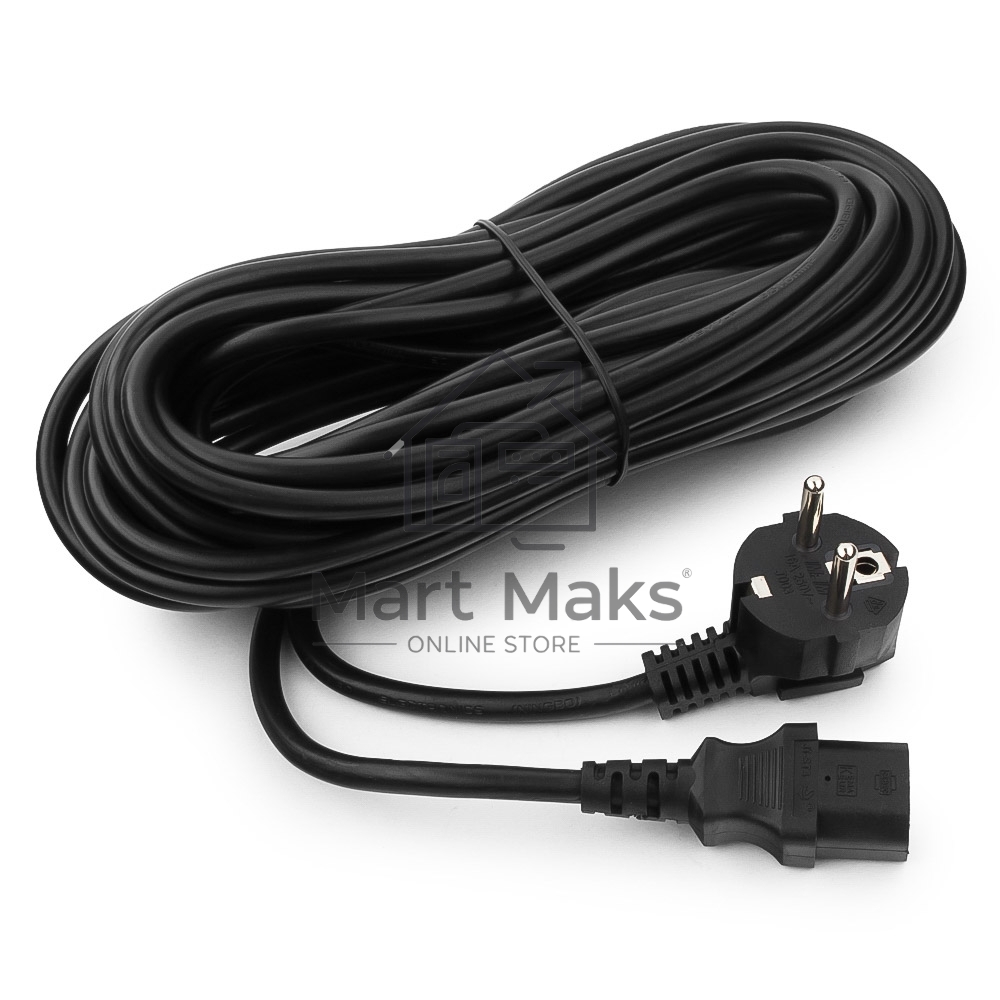 Кабель питания Cablexpert PC-186-1-10M, 10м, Schuko- C13, 3x1кв.мм, черный, с заземлением, пакет