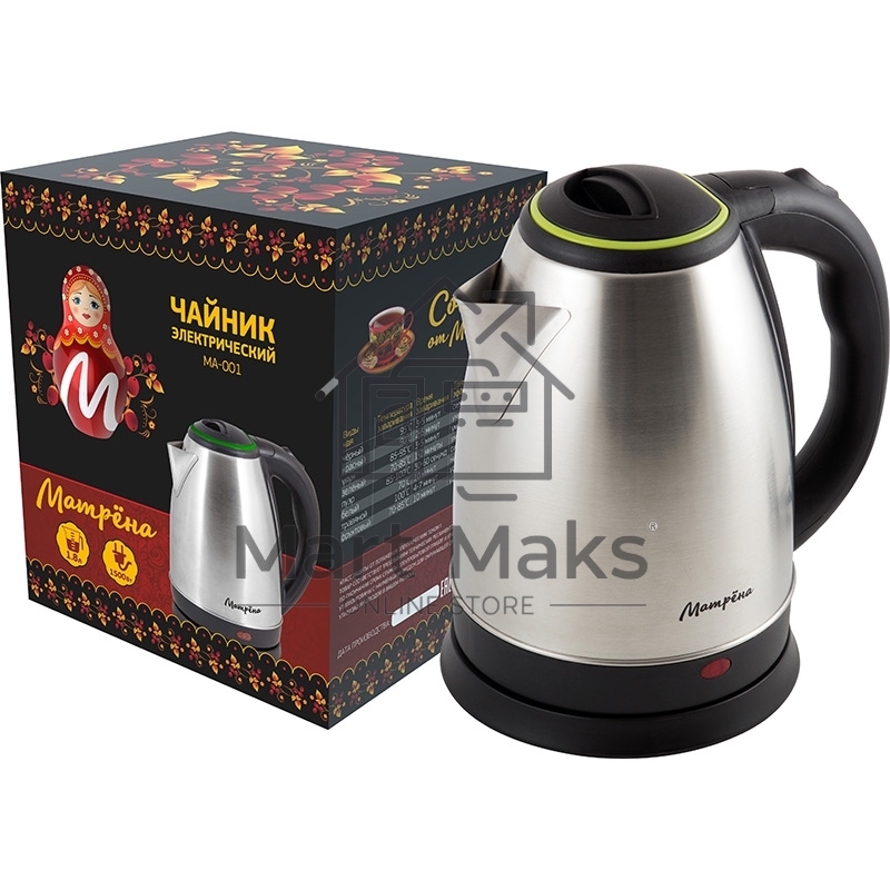 Чайник Матрена MA-001 1,8 л,металл цвет крышки зеленый (005458)