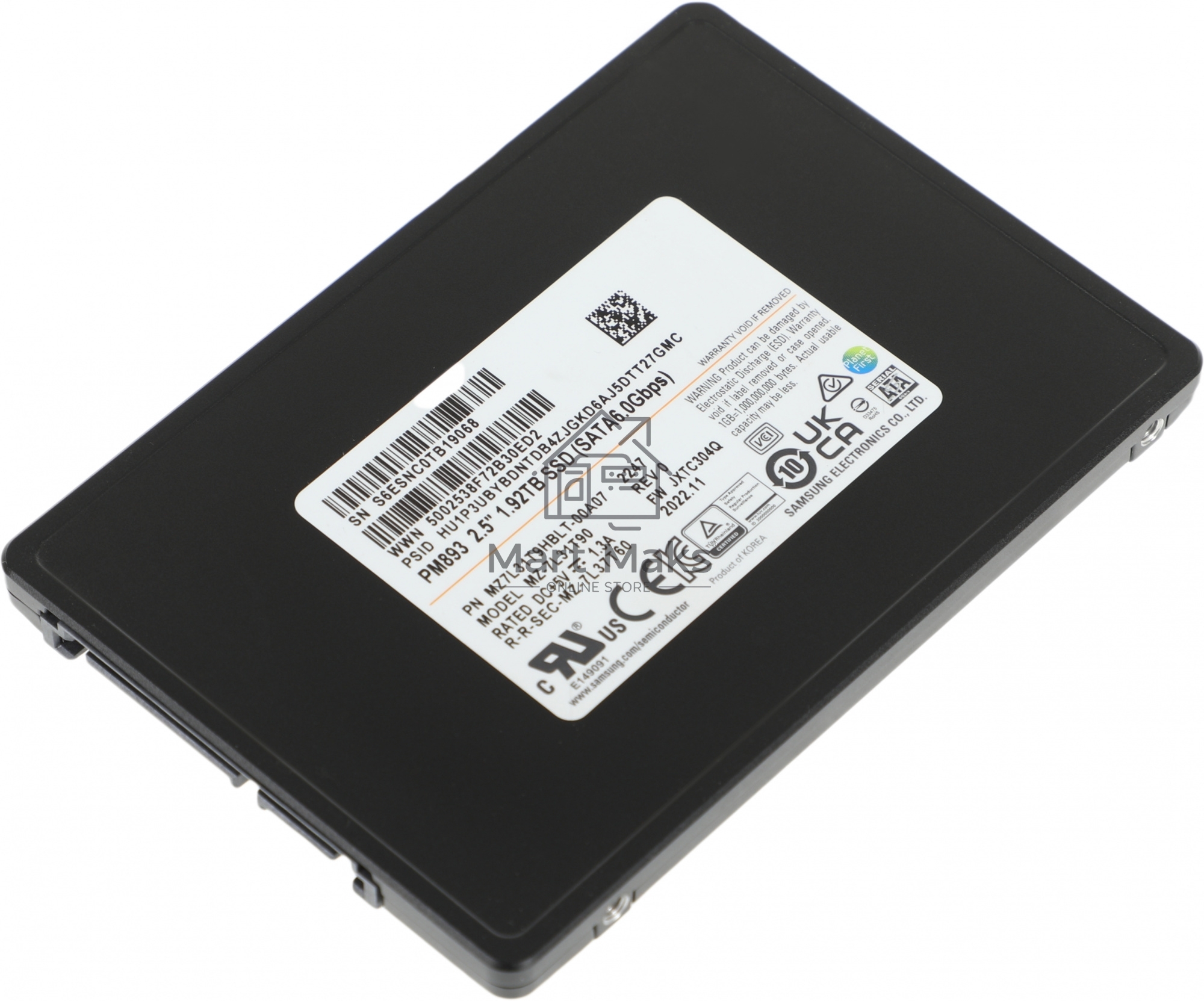 Накопитель SSD Samsung PM893, 1920GB, SATA III, R/W 550/520