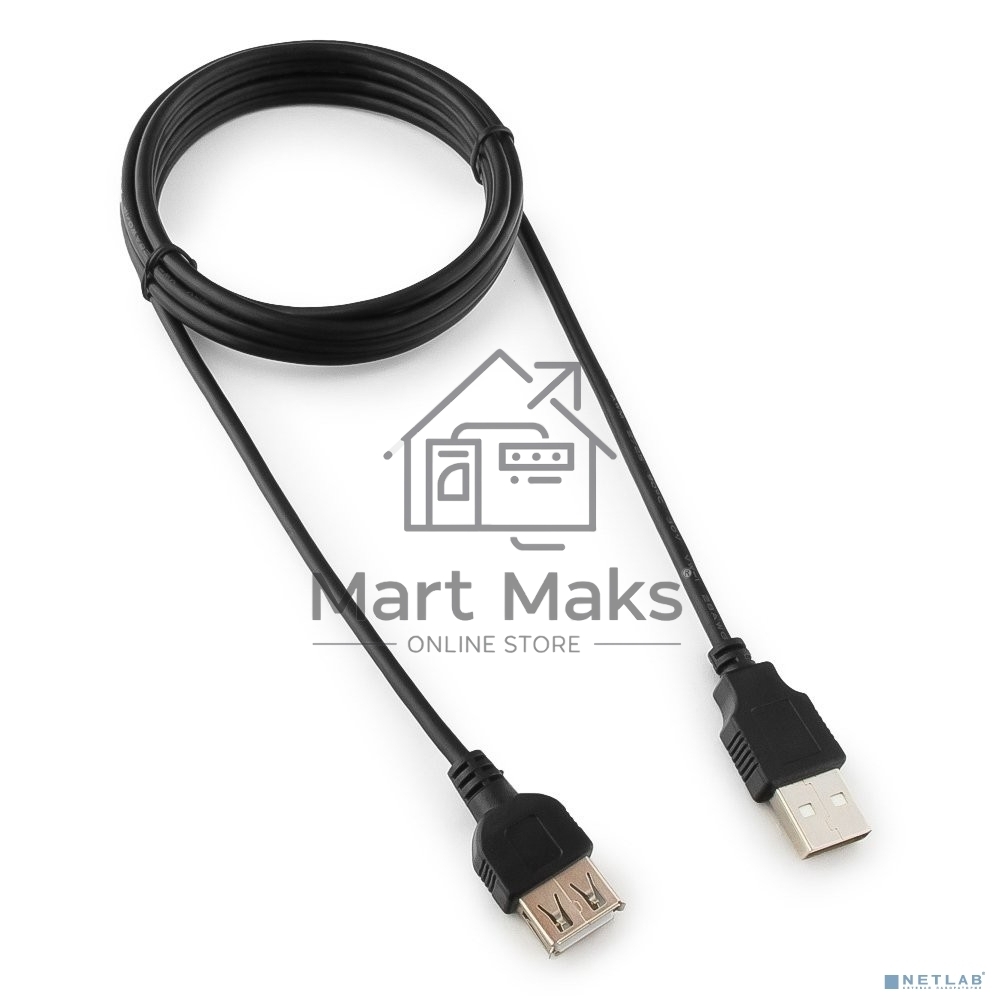 Кабель-удлинитель USB2.0 Cablexpert CC-USB2-AMAF-6B-N, AM/AF, медь, серия Pro, 1.8м, черн, пакет