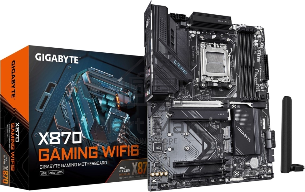 Материнская плата GIGABYTE X870 GAMING WIFI6, AM5, AMD X870, 4xDDR5, 4xSATA, 3xM.2, 1xPCI-E 5.0 x16, 2xPCI-E 3.0 x1, 1xHDMI, 2xUSB Type-C, 1x2.5Gb LAN, 1xUSB-A 3.2 Gen 2, 3xUSB-A 3.2 Gen 1, 4xUSB 2.0, 3x3.5 мм, 7.1, ATX