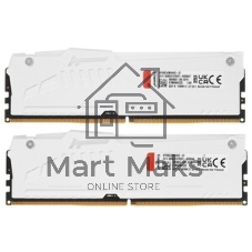 Оперативная память Kingston Fury Beast, DDR5, 32Gb (2x16GB), 6000MHz, CL30, DIMM, с радиатором, RGB, белый
