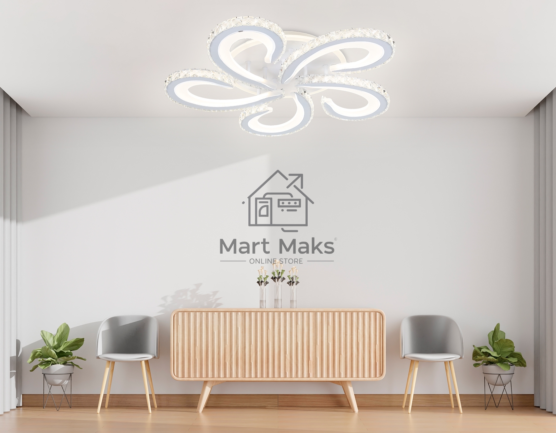 Потолочный светодиодный светильник Ambrella light FA1703/5 WH/CH белый/хром 149W 3000K-6400K 540*540*90 (ПДУ РАДИО 2.4G)