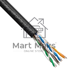 Кабель ExeGate Special UTP4-C5e-CCA-S24-SW-OUT-PE-BK-305 UTP 4 пары кат.5e CCA, 0.48мм (24AWG), внешн., с тросом, 305м, черн., PE