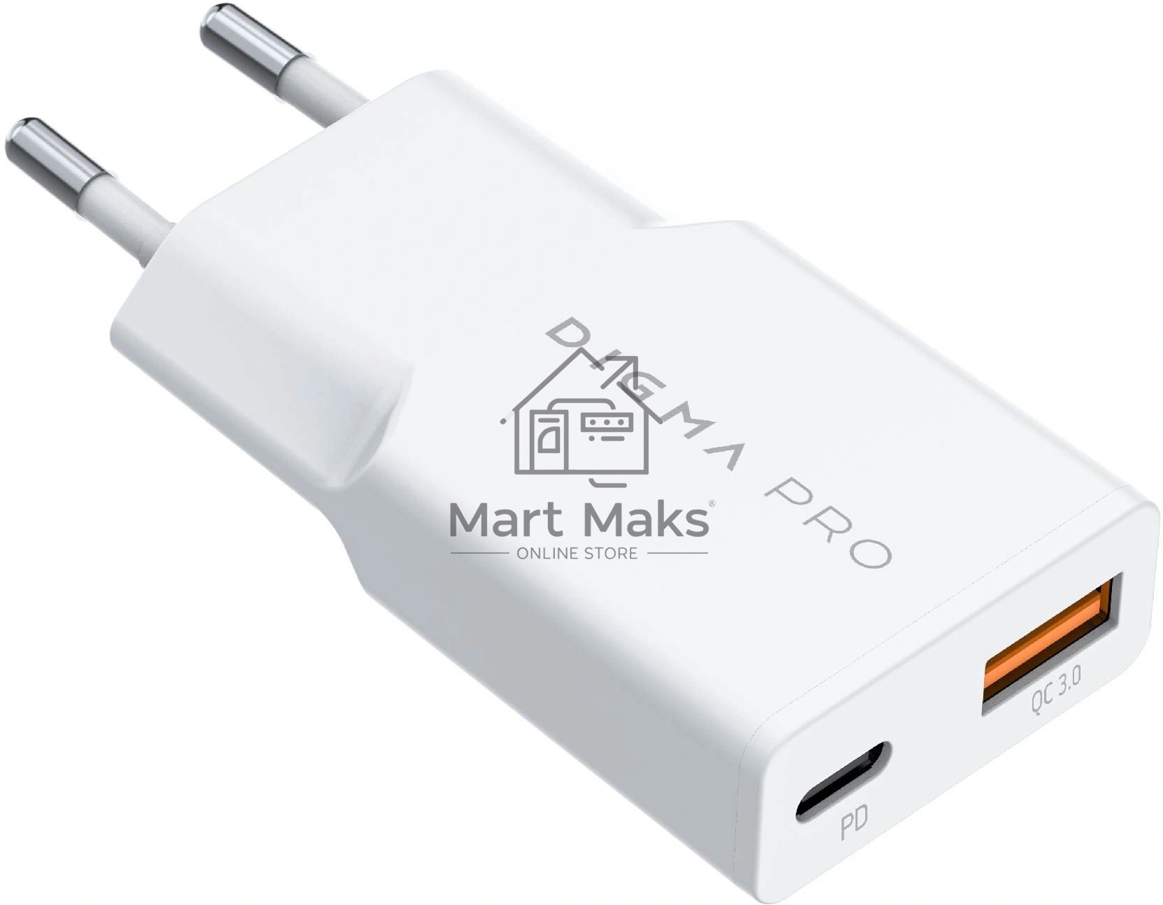 Сетевое зарядное устройство Digma Pro DPW2A 20W 3A (PD+QC) USB-C/USB-A универсальное белый (DPW2A2GX11WH)