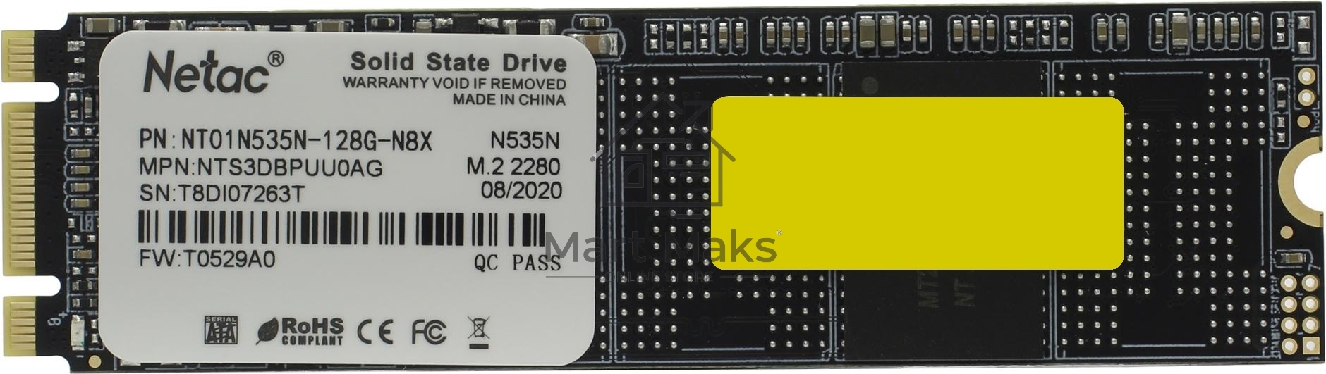 Накопитель SSD Netac N535N, 128GB, M.2 2280, SATA-III, R/W 510/440