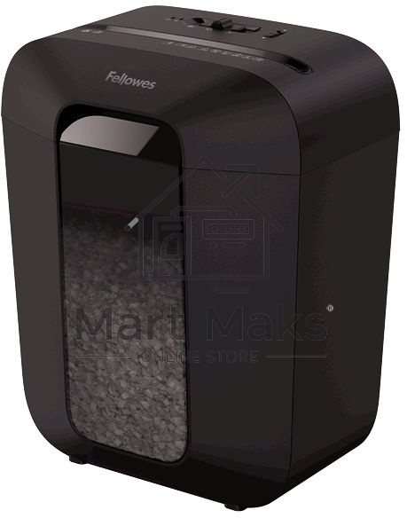Шредер Fellowes PowerShred LX50 черный (секр.P-4)/перекрестный/9лист./17лтр./скрепки/скобы/пл.карты