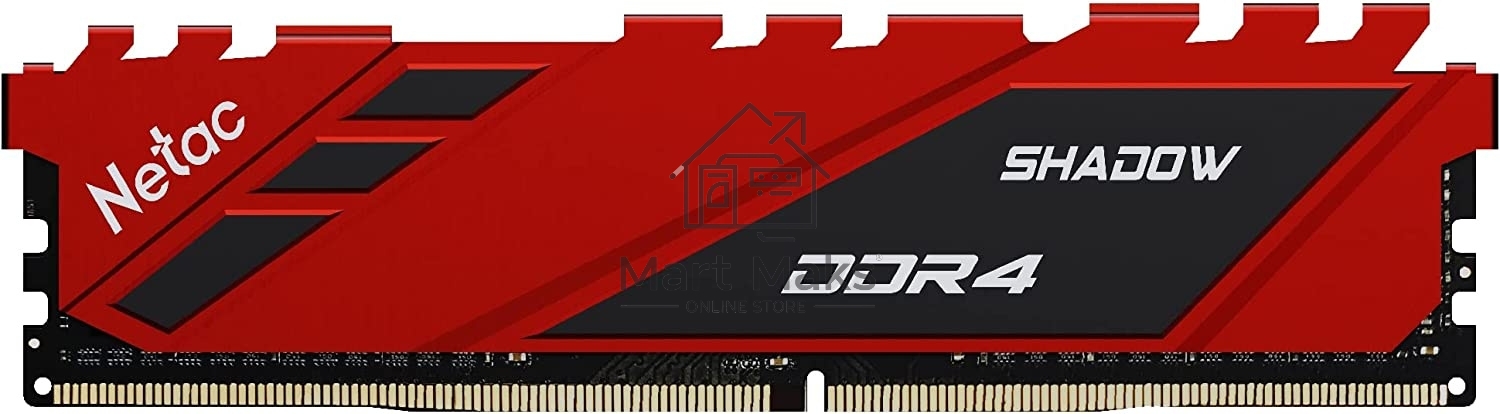 Оперативная память NETAC Shadow, DDR4, 16GB (1x16GB), 3200MHz, CL16, DIMM, с радиаторами, красный