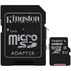 Флеш карта microSDHC 128Gb microSDXC Kingston SDCS2/128Gb Class10 UHS-I Canvas Select up to 100Mb/s с адапт.