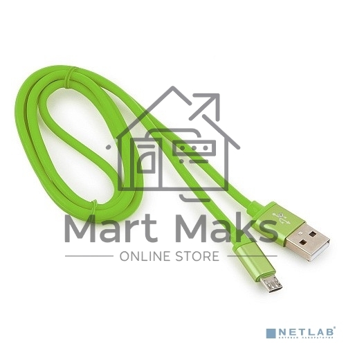 Кабель USB2.0 Cablexpert CC-S-mUSB01Gn-1M, AM/microB, серия Silver, длина 1м, зеленый, блистер