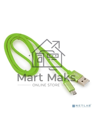 Кабель USB2.0 Cablexpert CC-S-mUSB01Gn-1M, AM/microB, серия Silver, длина 1м, зеленый, блистер