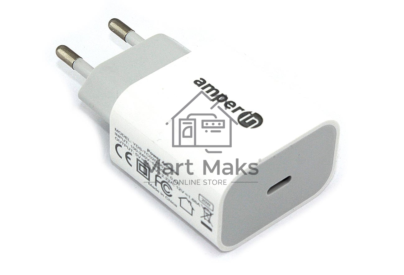 Блок питания (сетевой адаптер) Amperin Quick Charge Type-C 5V/3A,9V/2.22A,12V/1.66A (YDS-TC020-001)