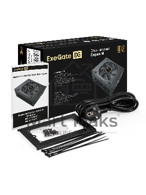 Блок питания 550W ExeGate M550 GOLD (SFX, APFC, КПД 90% (80 PLUS GOLD), 9см fan, 24pin, (4+4)pin, 2xPCI-E, 6xSATA, 3xIDE, 1xFDD, Full Cable Management, black, ATX adapter, Retail box)