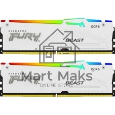 Оперативная память Kingston Fury Beast, DDR5, 32Gb (2x16GB), 6000MHz, CL30, DIMM, с радиатором, RGB, белый
