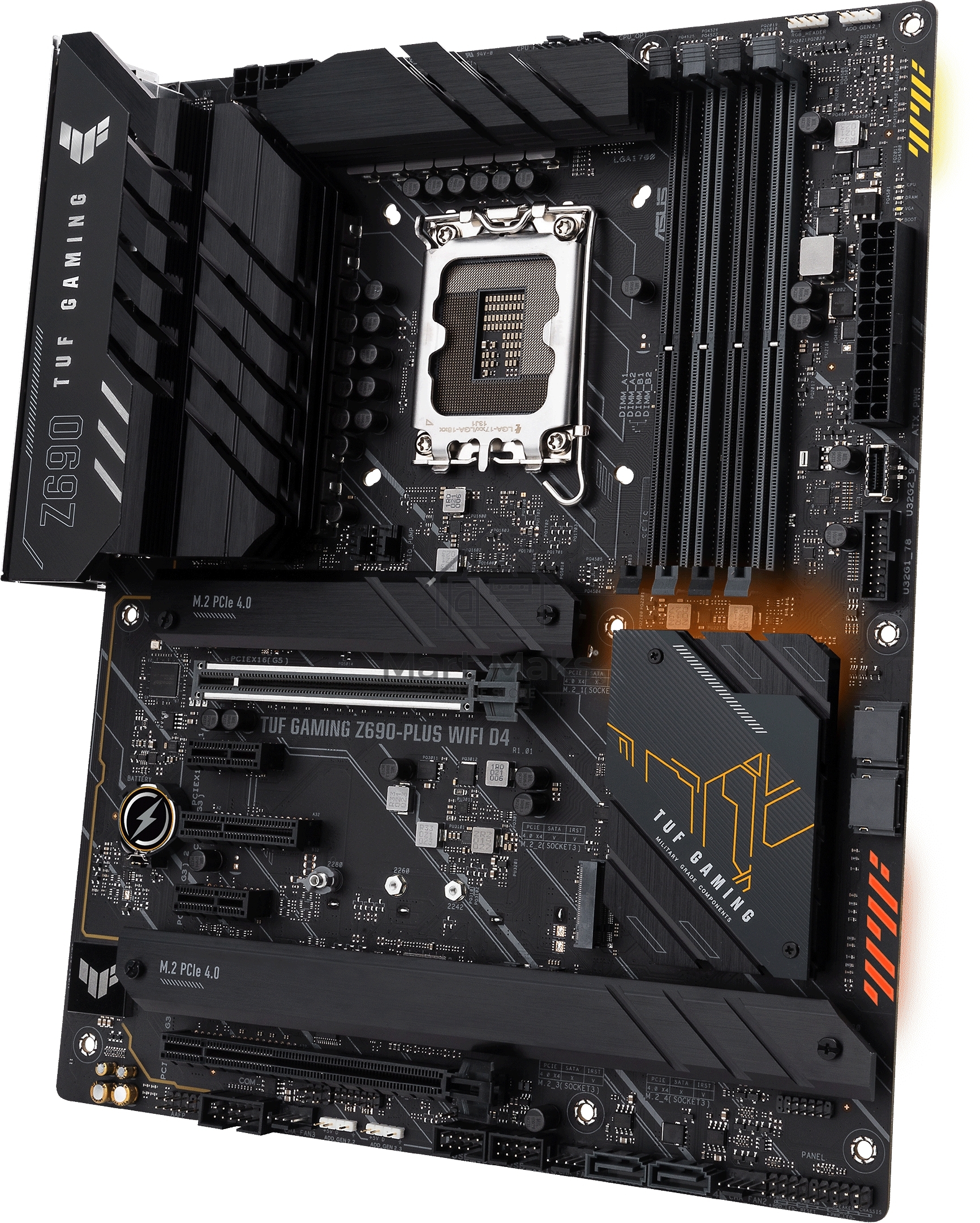 Материнская плата ASUS TUF GAMING Z690-PLUS WIFI, LGA1700, Z690, 4*DDR5, DP+HDMI, CrossFireX, SATA3 + RAID, Audio, Gb LAN, USB 3.2*8, USB 2.0*2, COM*1 header (w/o cable), ATX; 90MB18V0-M0EAY0