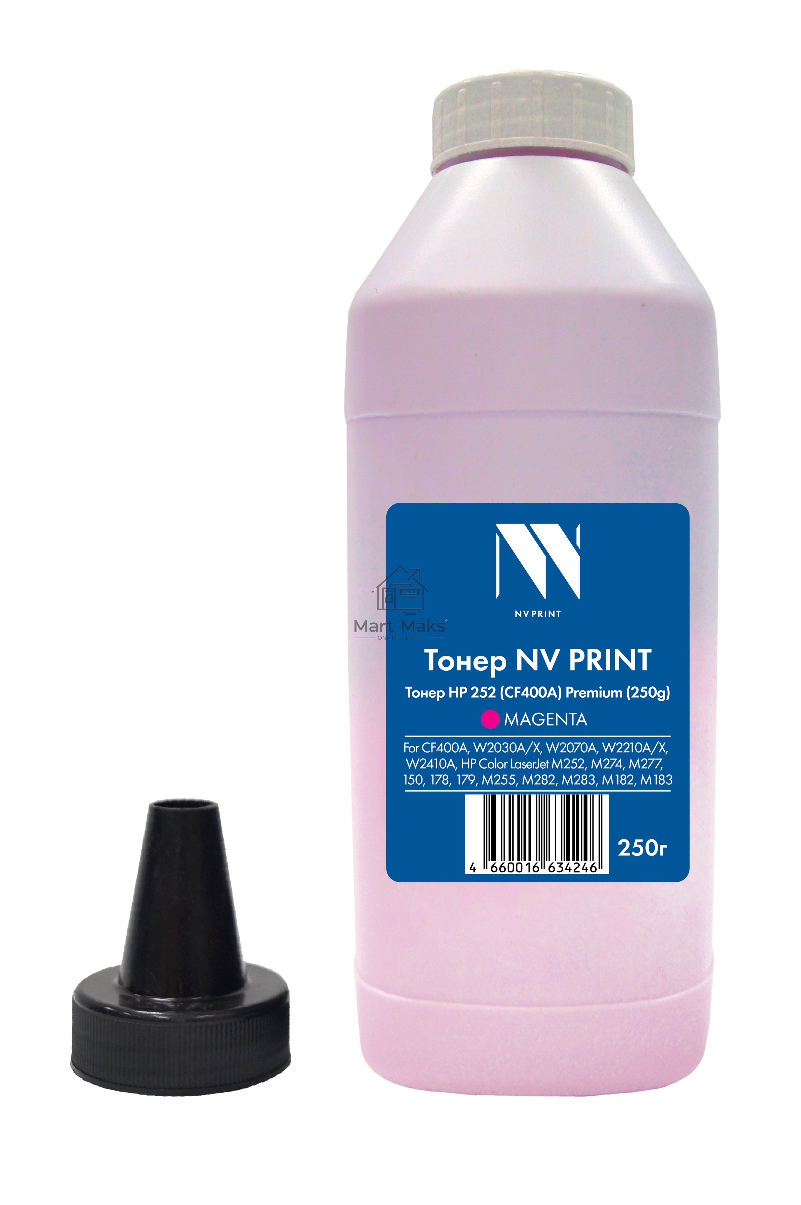 Тонер NVPrint HP 252 (250 г) Magenta для CF403A, W2033A/X, W2073A, W2213A/X, W2413A, HP Color LaserJet M252, M274, M277, 150, 178, 179, M255, M282, M283, M182, M183 Premium