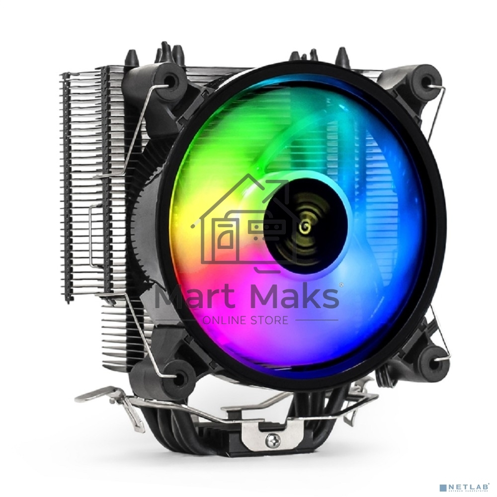 Кулер для процессора ExeGate Dark Magic EXX400V2-PWM.RGB серебристый, 120 мм, алюминий/медь, 2100 об/мин, 24 дБ, 4 pin, 140 Вт, 155 мм