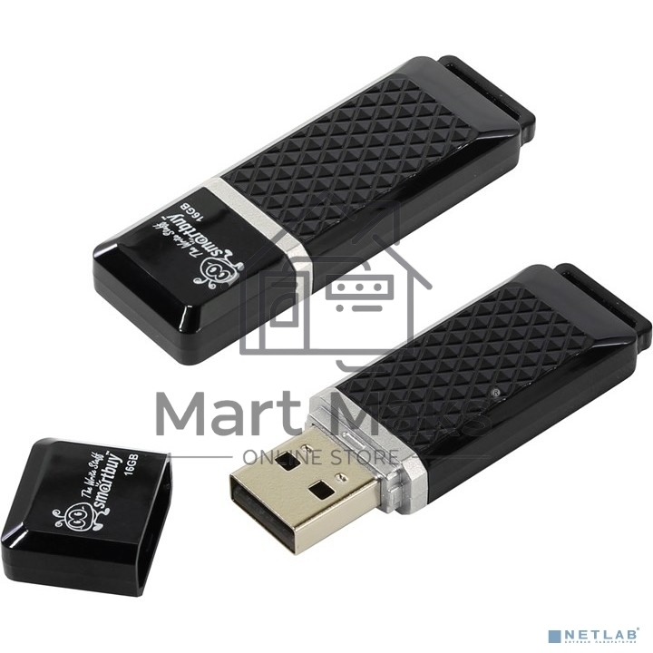 Флешка USB R/W 16Gb,SmartBuy Quartz series Black (SB16GBQZ-K)