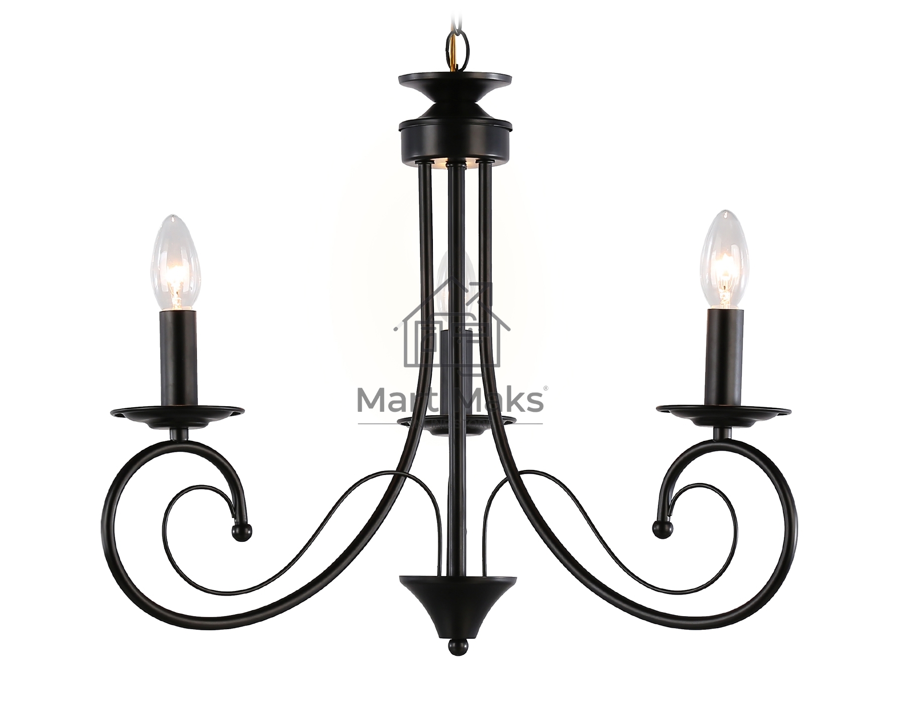 Светильник Ambrella light TR9606/3 BK черный E14/3 max 40W D560*650
