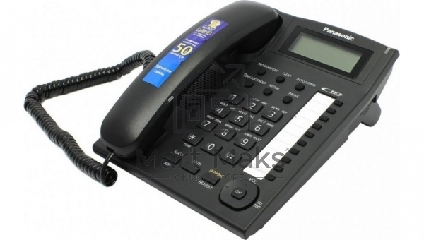 Телефон проводной Panasonic KX-TS2388RUB черный индикатор вызова,повторный набор последнего номера,4 уровня громкости звонка
