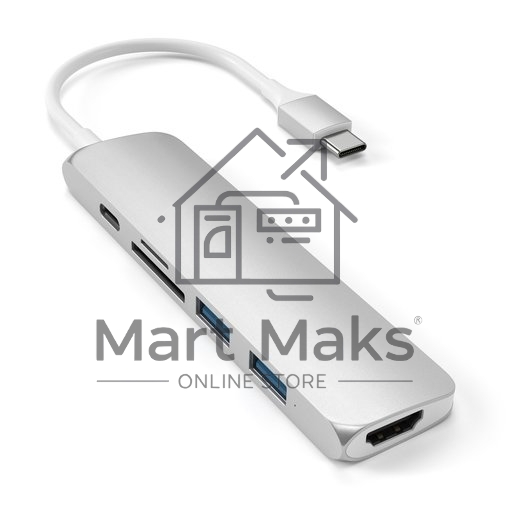 USB-C адаптер Satechi Type-C Slim Multiport Adapter V2. Интерфейс USB-C.  серебристый.