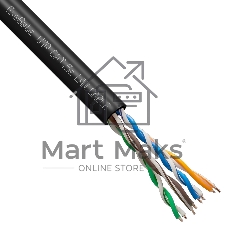 Кабель ExeGate Special UTP4-C5e-CU-S24-OUT-PE-BK-305-FLUKE UTP 4 пары кат.5e медь, 0.48мм (24AWG), FLUKE® test pass, внешн., без троса, 305м, черн., PE