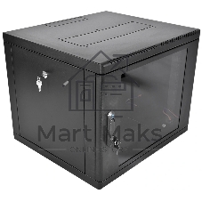 Шкаф телекоммуникационный настенный разборный ЦМО 9U (600 x 650) съемные стенки, дверь стекло, черный (ШРН-М-9.650-9005)